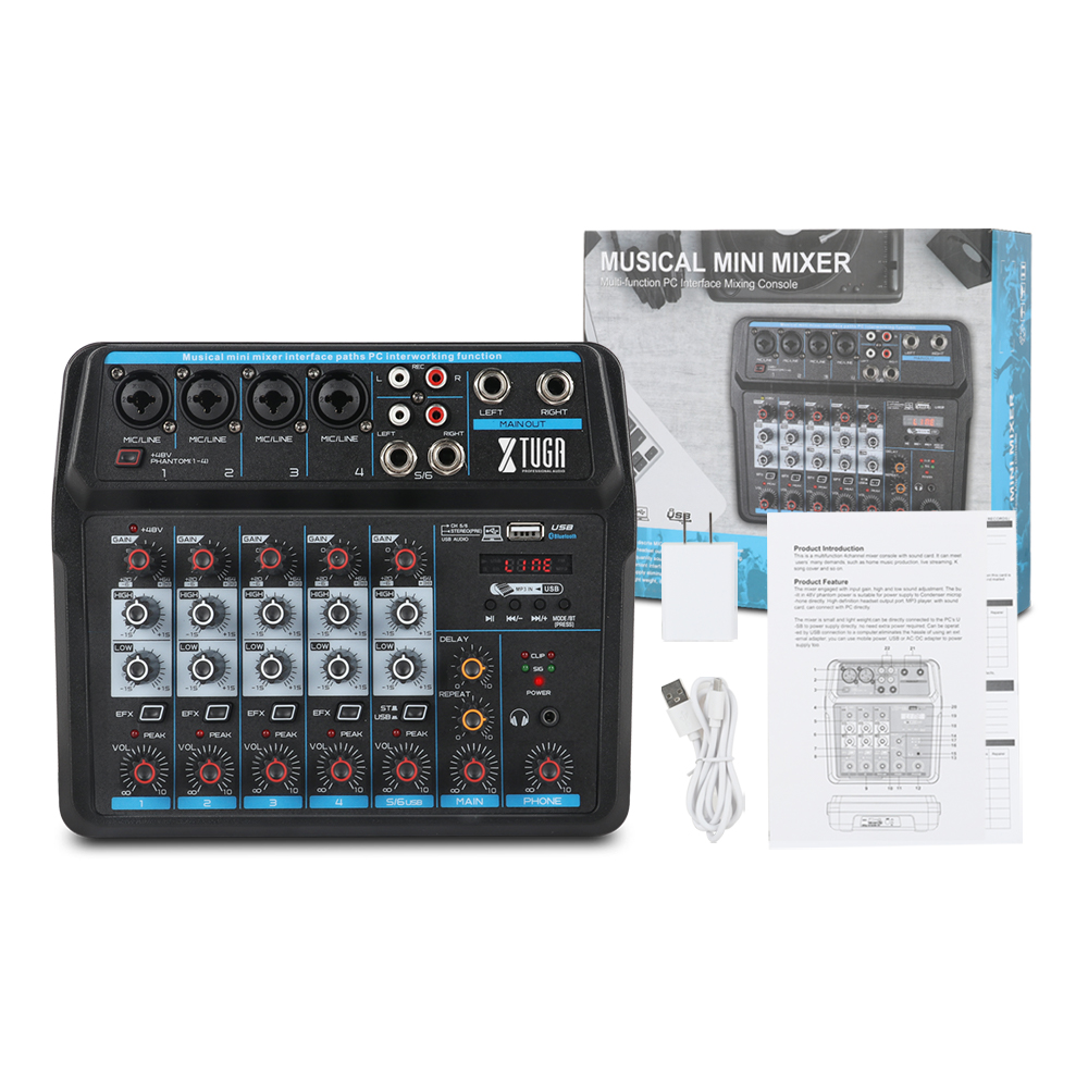 Consola Xtuga Am6 Mezcladora Con Bluetooth Usb Para Pc AM6