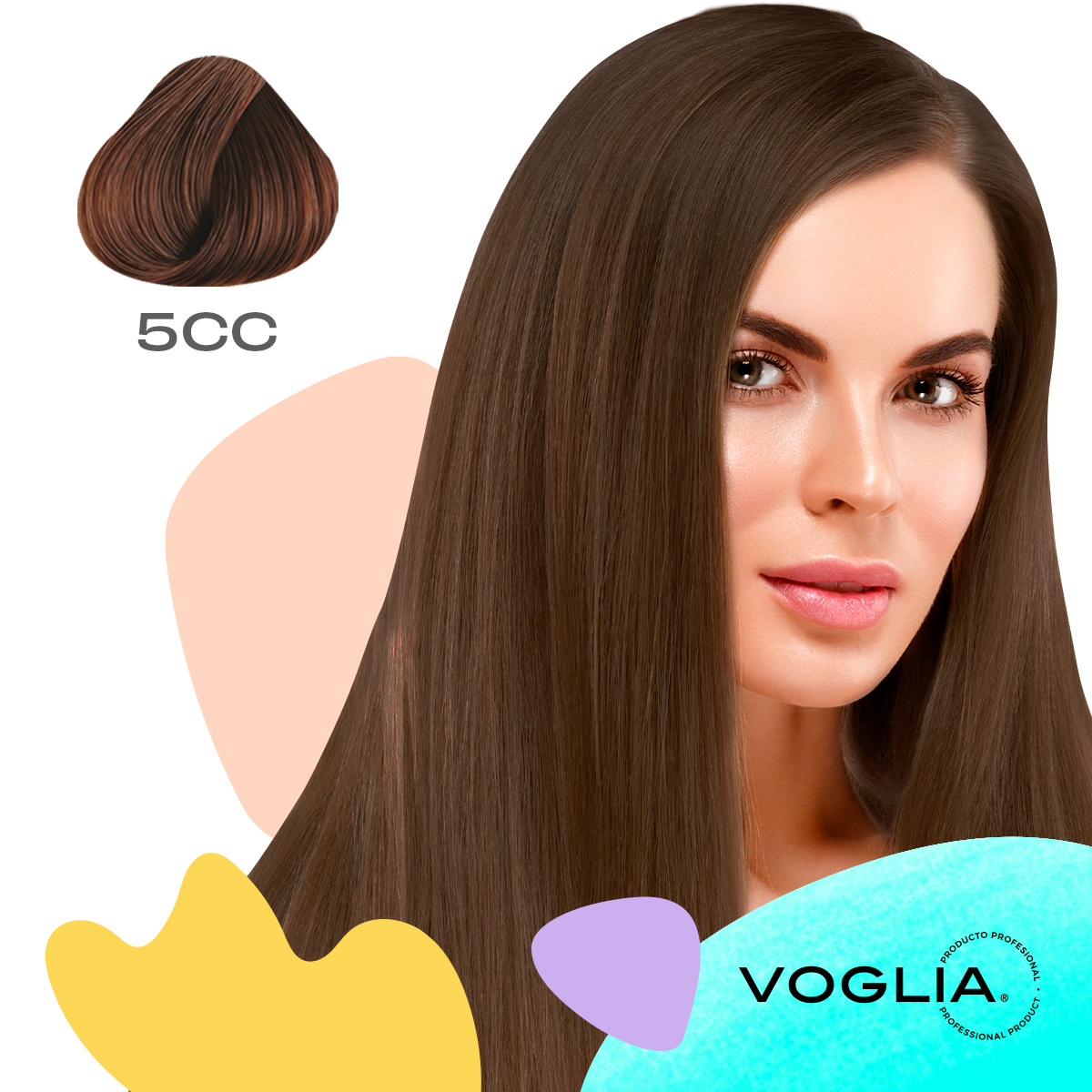 TINTE PARA CABELLO 5CC CASTAÑO CLARO CUBRE CANA + PERÓXIDO DEEP ASH BY VOGLIA 