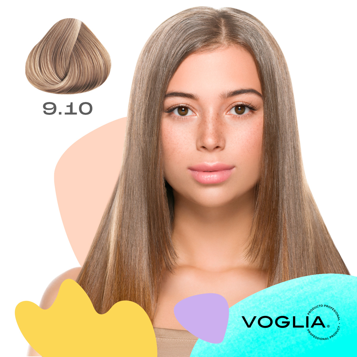 TINTE PARA CABELLO 9.10 RUBIO CLARÍSIMO CENIZO + PERÓXIDO DEEP ASH BY VOGLIA 