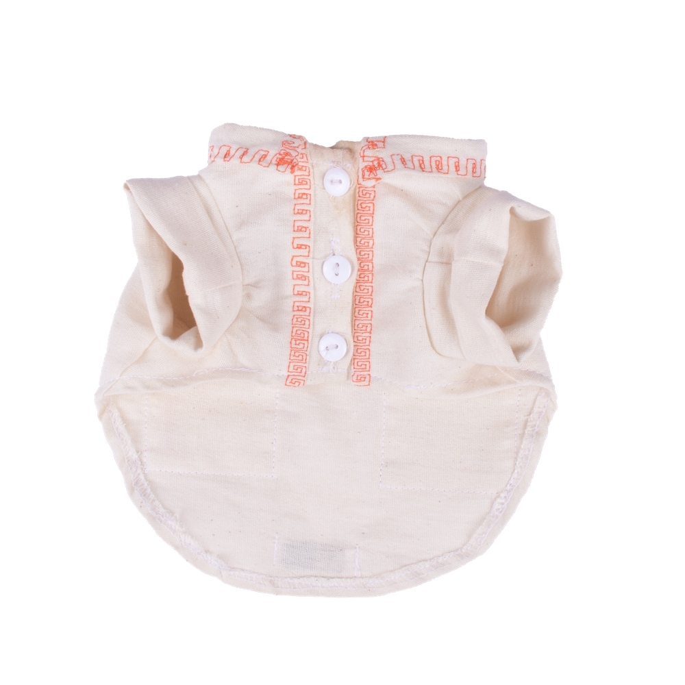 Guayabera color beige con bordados para mascota marca El Rebozo de Dolce