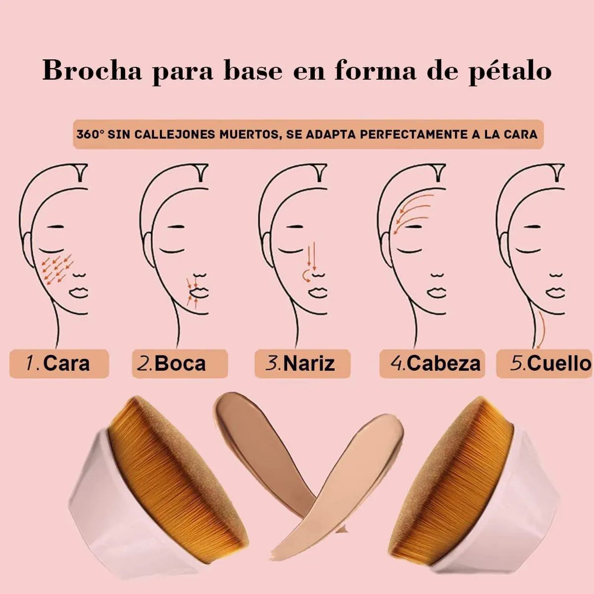 Brochas De Maquillaje, Brocha Kabuki Base Contorno Y Esponja Beige