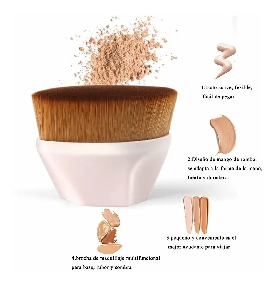 Brochas De Maquillaje, Brocha Kabuki Base Contorno Y Esponja Beige