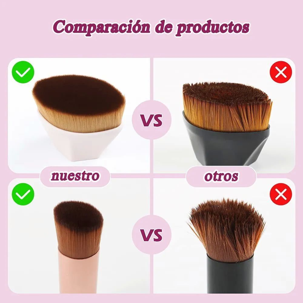 Brochas De Maquillaje, Brocha Kabuki Base Contorno Y Esponja Beige