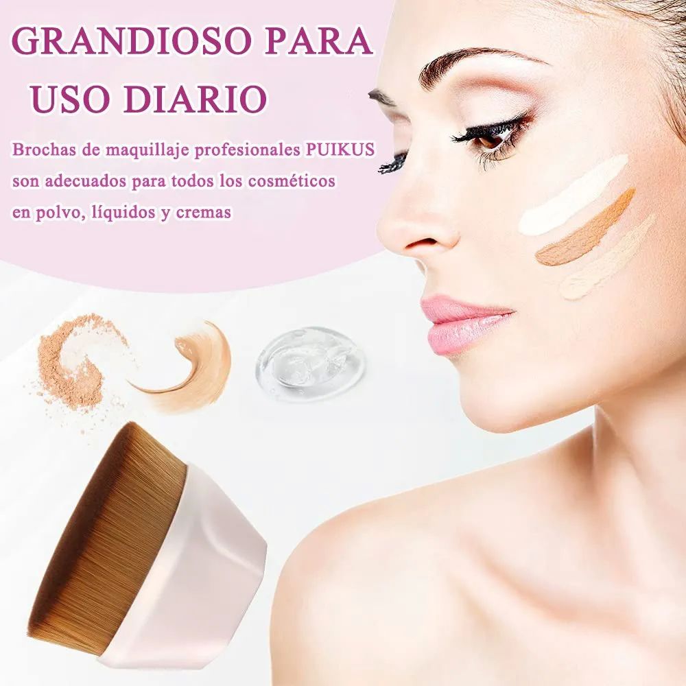 Brochas De Maquillaje, Brocha Kabuki Base Contorno Y Esponja Beige