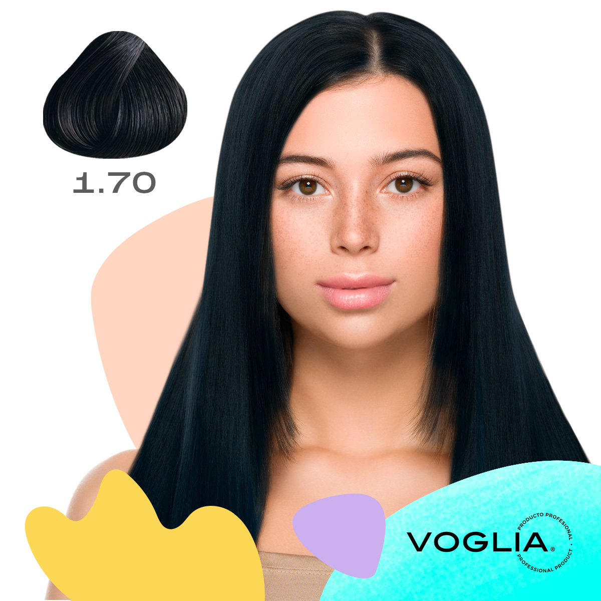 TINTE PARA CABELLO 1.70 NEGRO AZUL + PERÓXIDO DEEP ASH BY VOGLIA