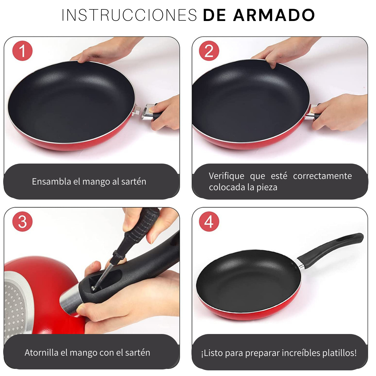 Juego De 3 Sartenes Antiadherentes Aluminio 20cm 24cm 28 Cm