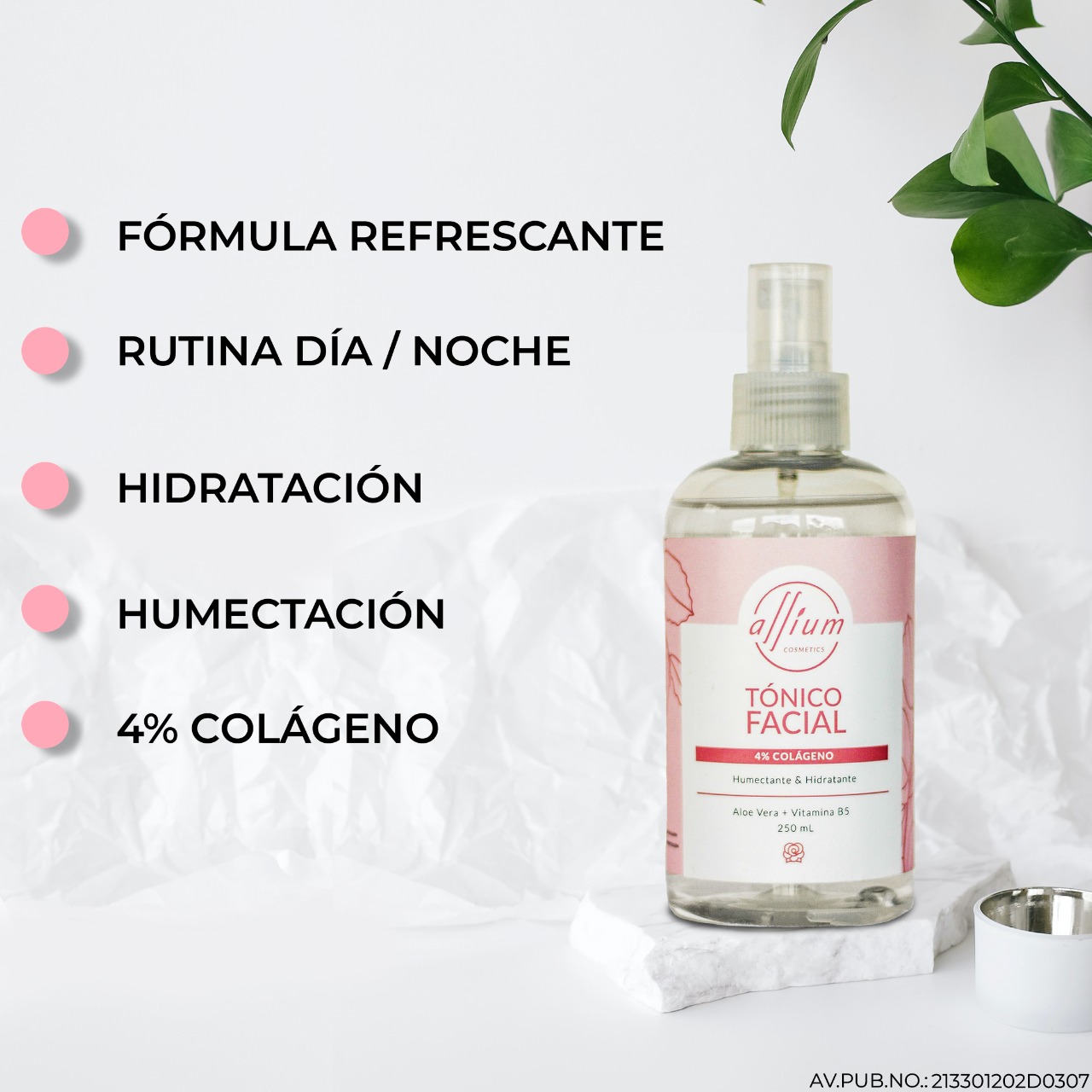 Tónico Facial De Rosas - Hamamelis Con Colágeno, Aloe Vera Y Vit B5 250 Ml