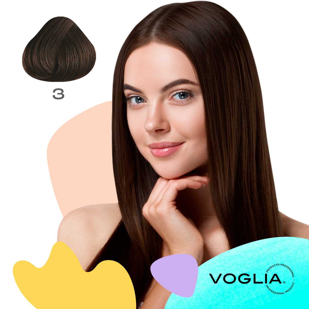 TINTE PARA CABELLO 3 CASTAÑO OSCURO + PERÓXIDO DEEP ASH BY VOGLIA