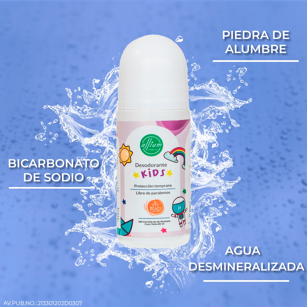 Desodorante Natural Unisex Para Niños - Kids Roll On 60 Ml
