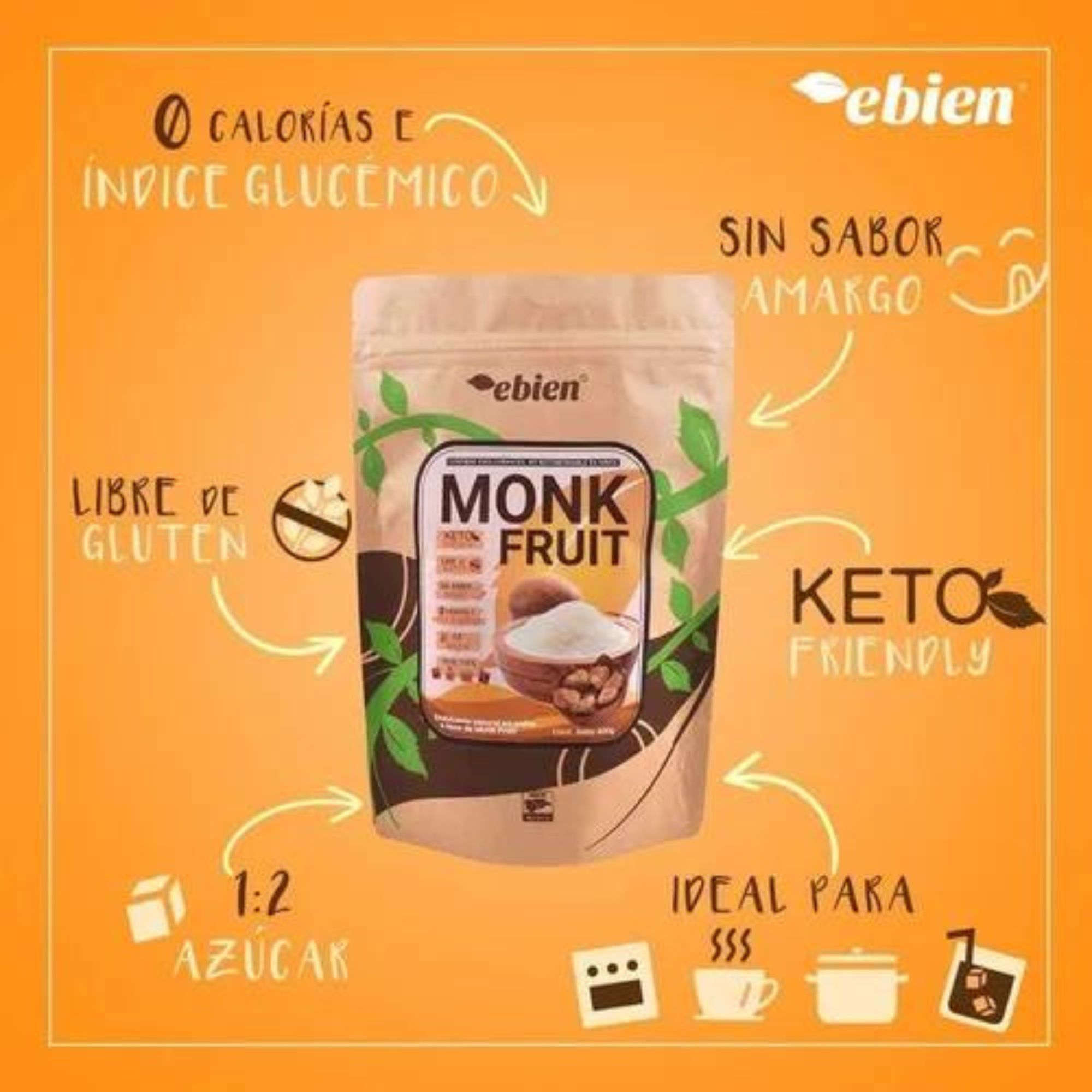 Monk Fruit 400g Ebien Endulzante Keto Fruta Del Monje