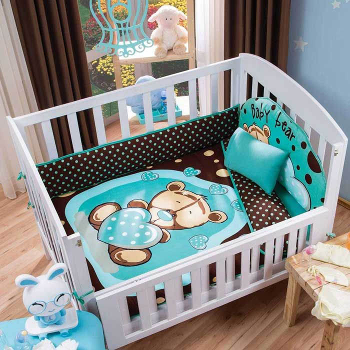 Juego de cuna-corral para niños | Regalo de babyshower | Con sábanas, edredón, protectores para cuna