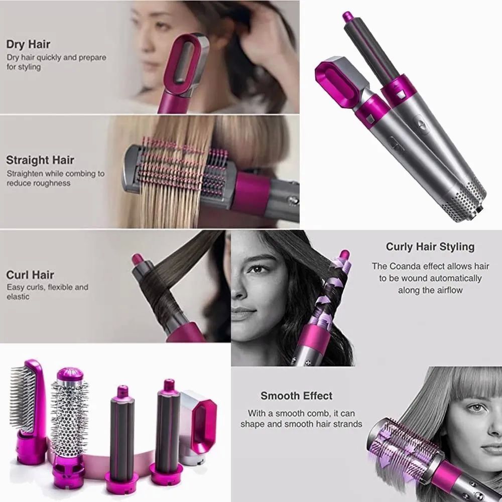 5 Es 1 Cepillo Secador De Pelo Para Peinado De Mujer 110v