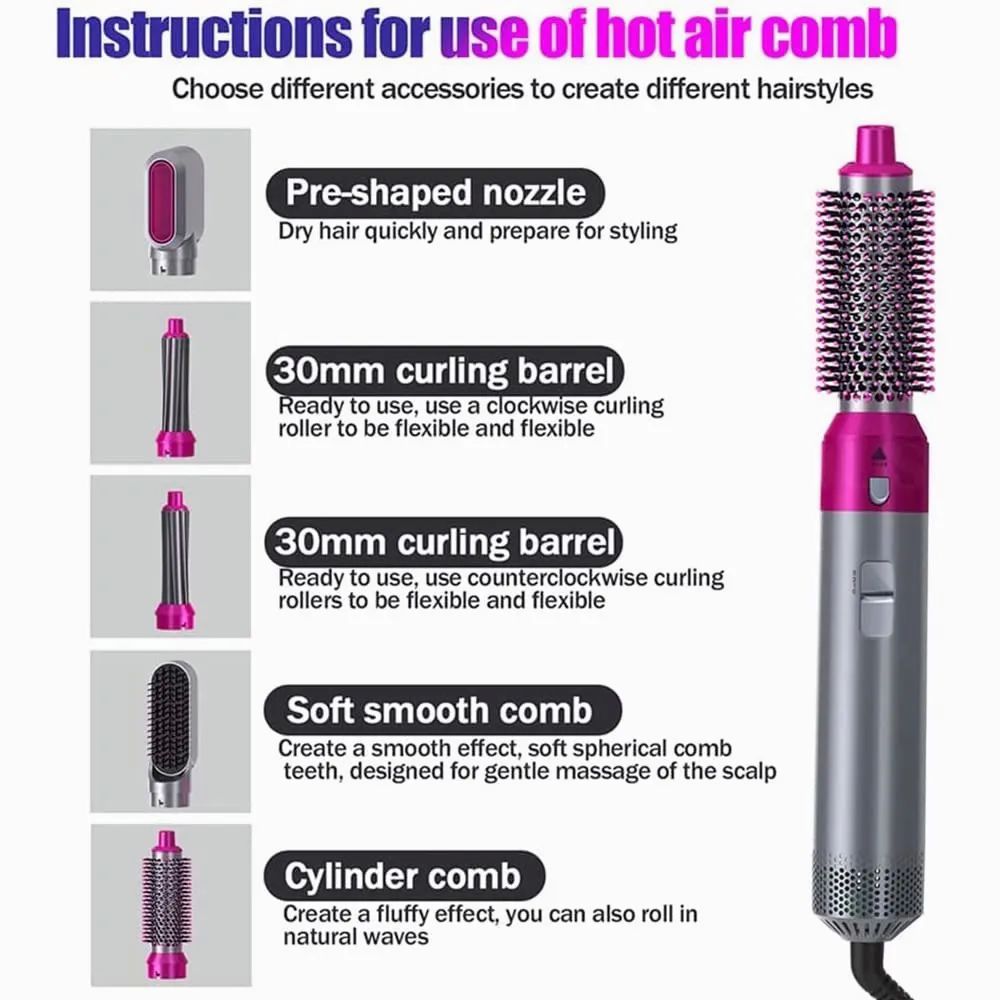 5 Es 1 Cepillo Secador De Pelo Para Peinado De Mujer 110v