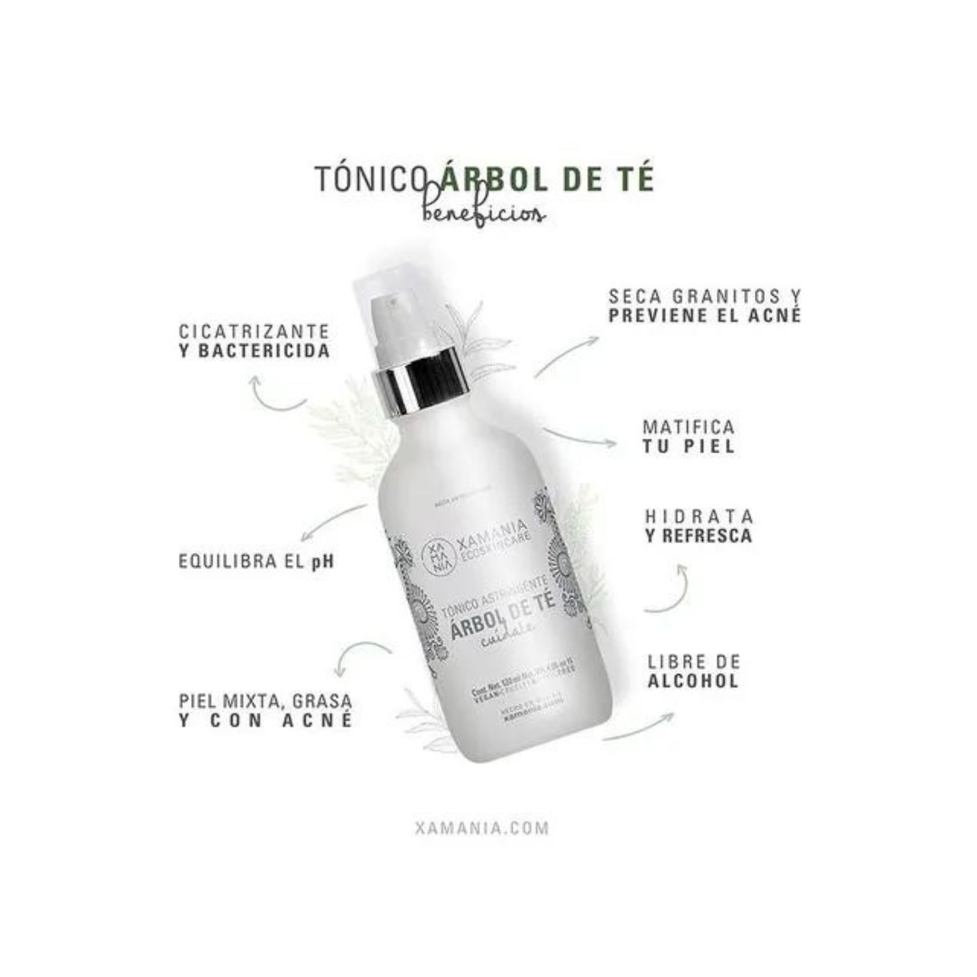 Tónico Facial Árbol De Té 120g Xamania Vegan Clean Beauty