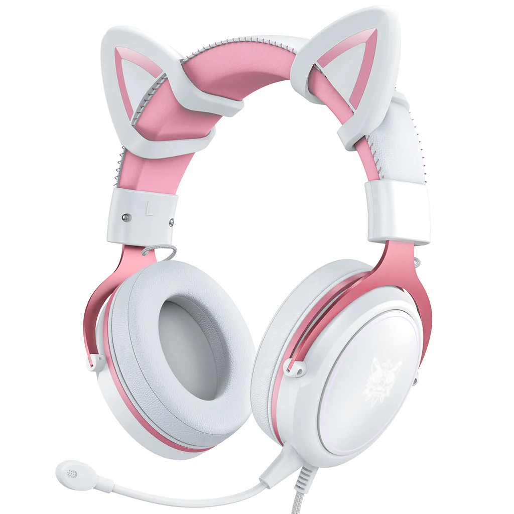 Audifonos gamer con microfono y luz led Onikuma X10 cat blanco