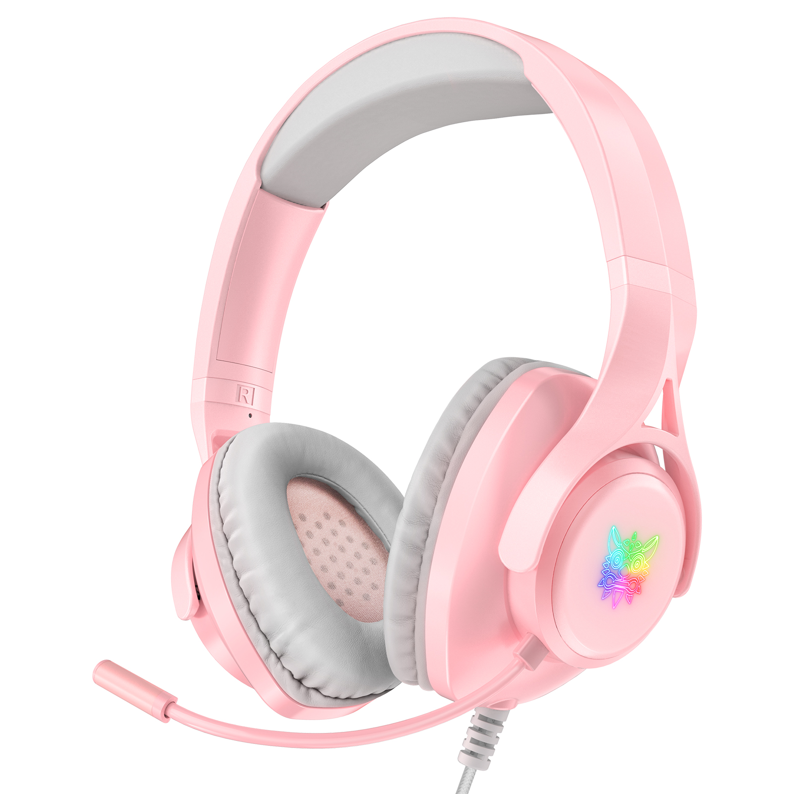 Audifonos gamer con microfono y luz led Onikuma X16 rosa
