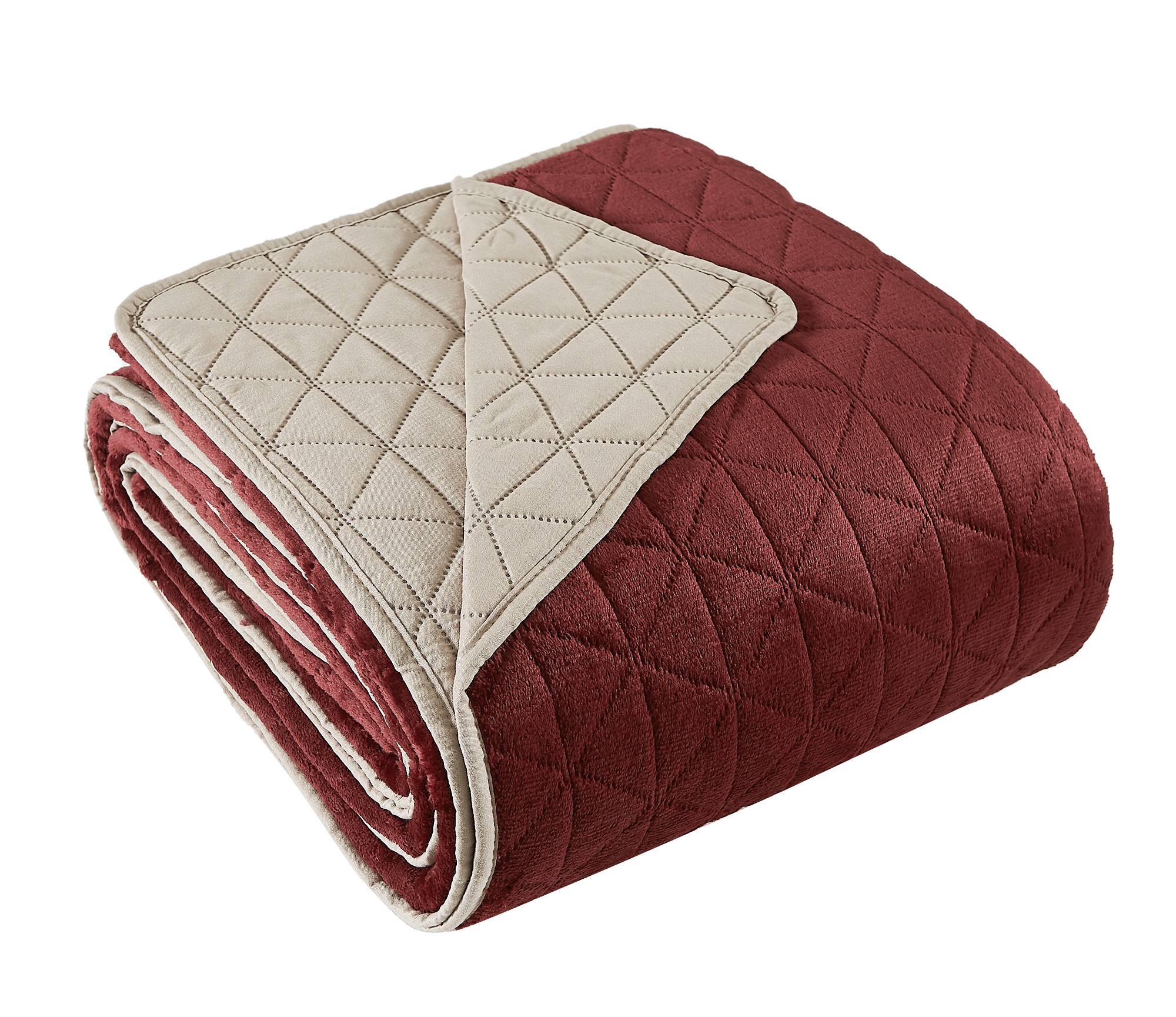 Colcha Aterciopelada Suave Individual Color Rojo Vino - Allure