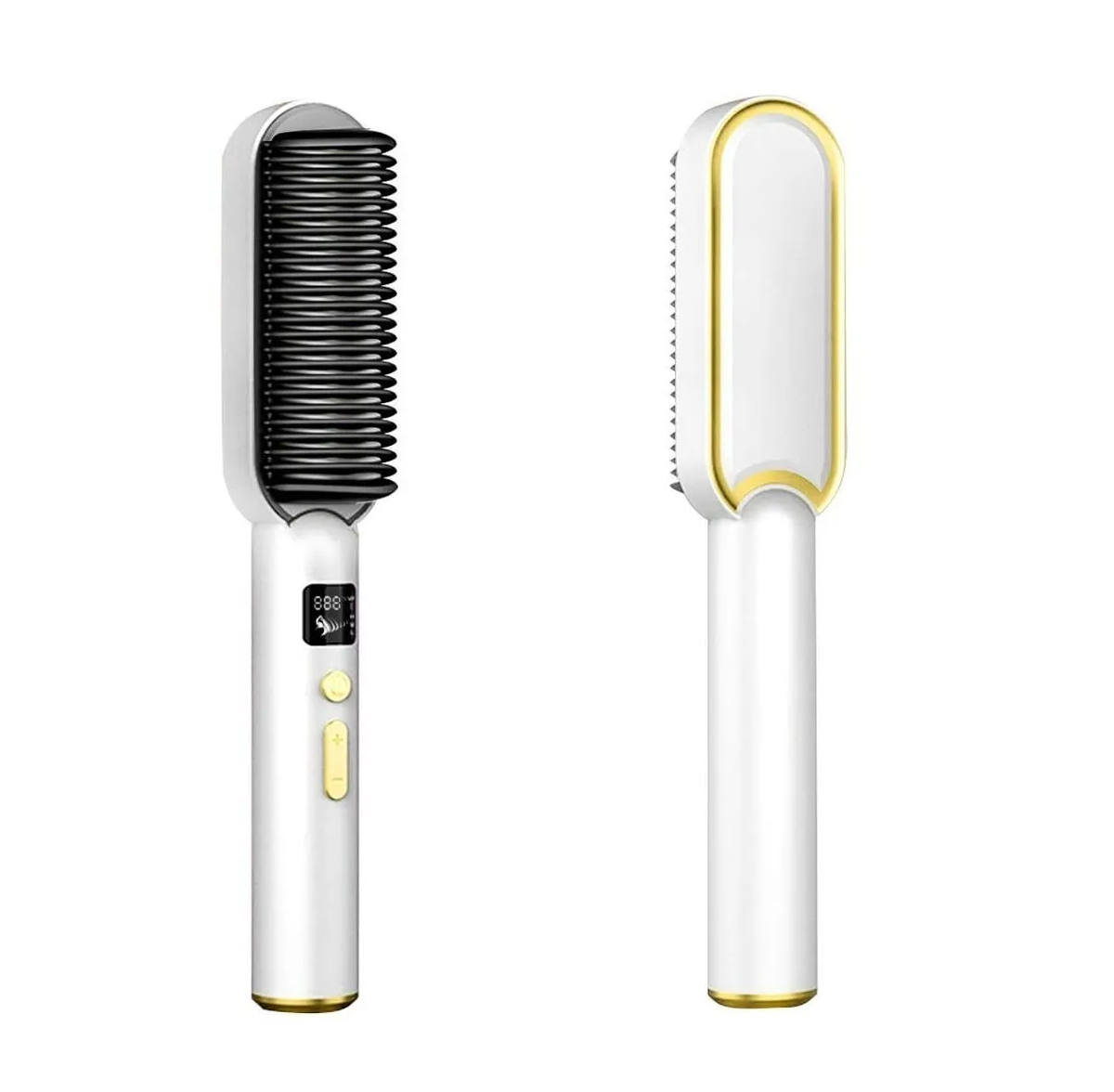 Cepillo Alisador De Pelo Y Barba Eléctrico Blanco