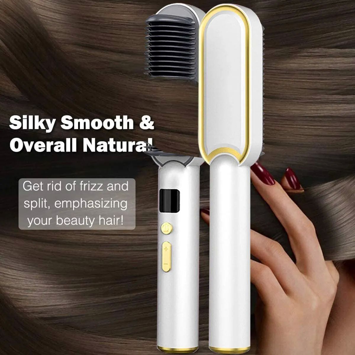 Cepillo Alisador De Pelo Y Barba Eléctrico Blanco