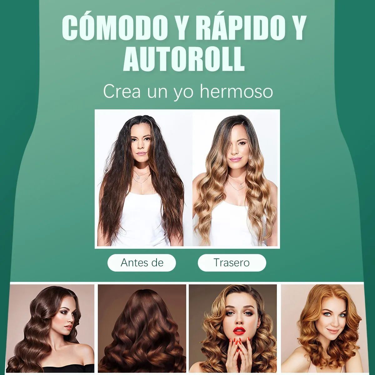 Rizadora Para El Cabello De Pelo Cerámica Automático Con Lcd Verde