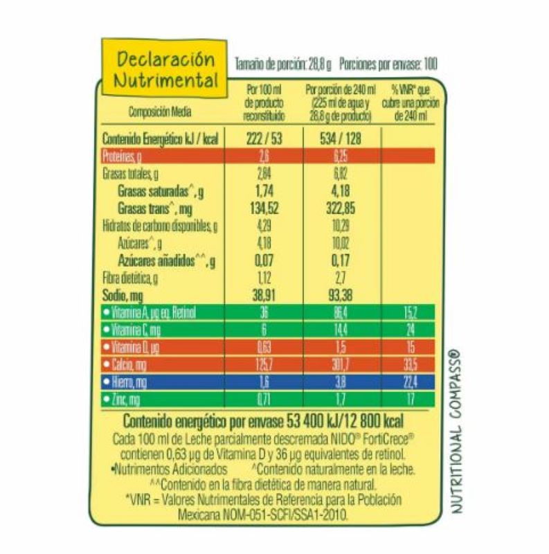Leche Nido Forticrece 671205 2.88 kg Entera Fortificada -Amarillo