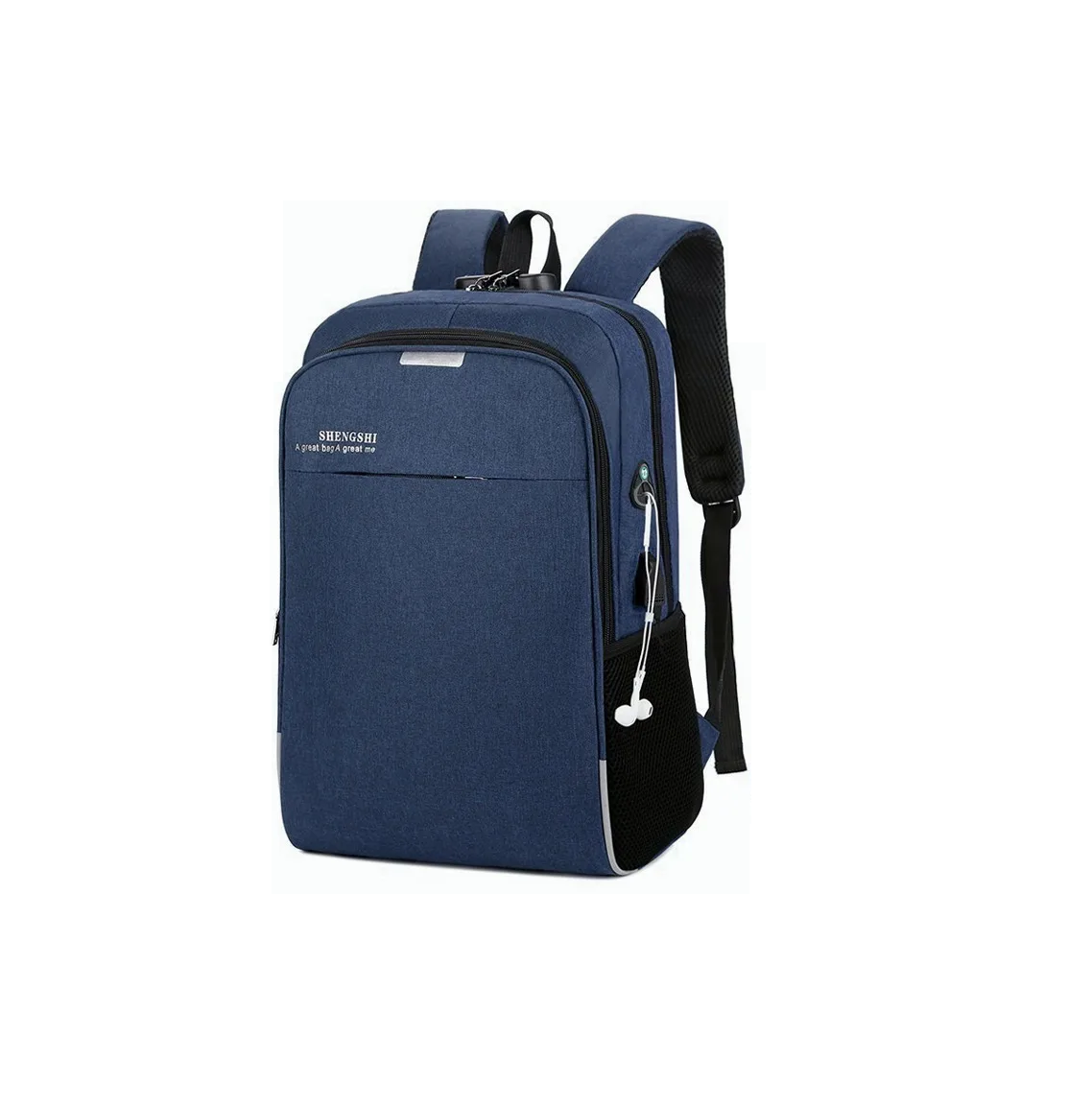 Mochila Porta Laptop con Puerto USB Unisex Azul