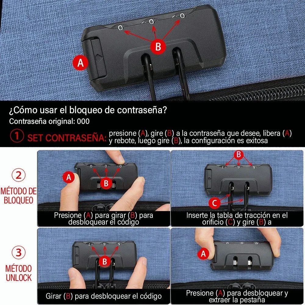 Mochila Porta Laptop con Puerto USB Unisex Azul
