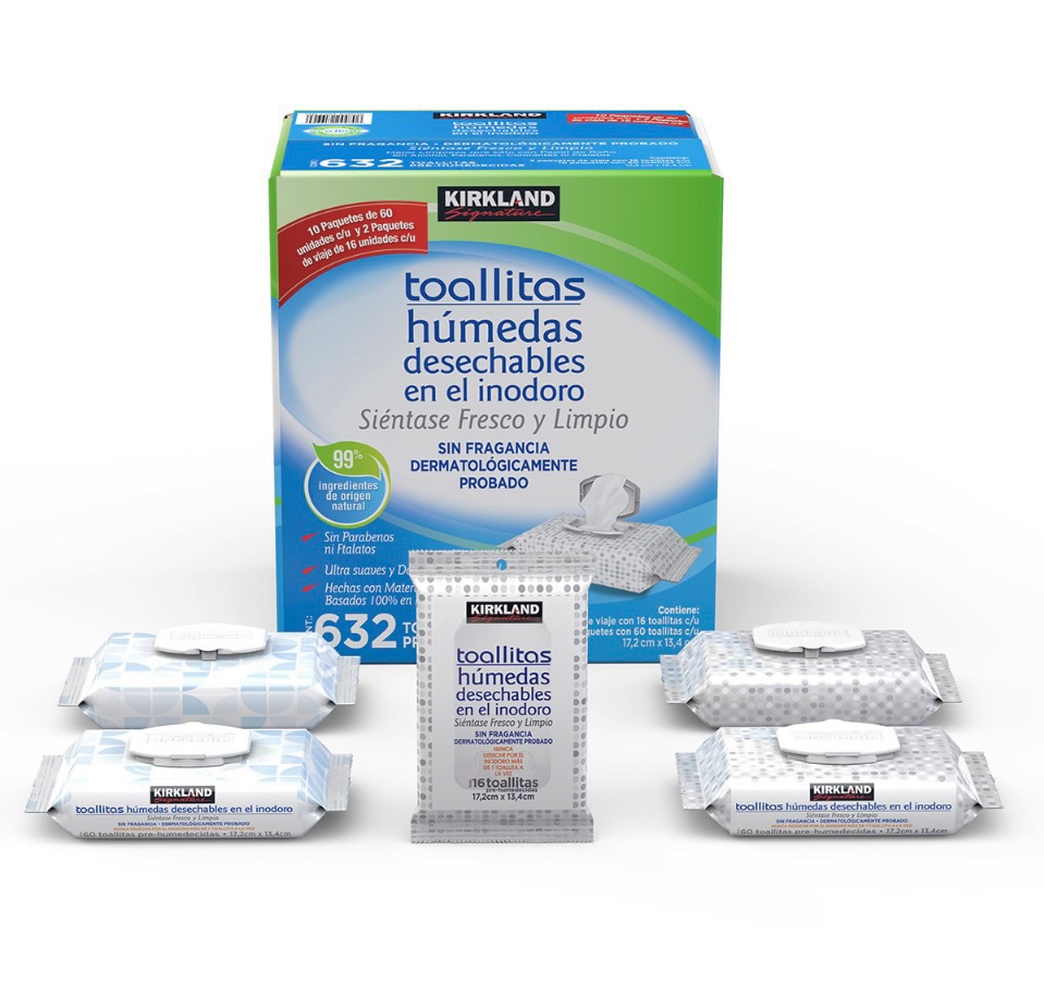 Toallitas Húmedas Desechables en el inodoro Kirkland 632 Pz.