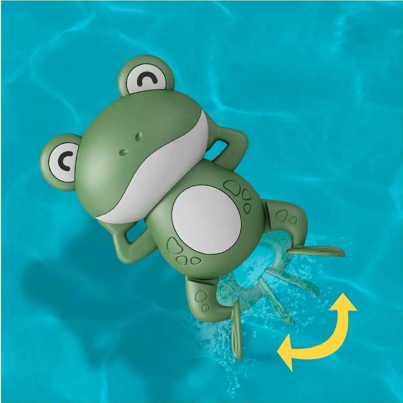 Juguete de baño para niños. Rana nadadora a cuerda