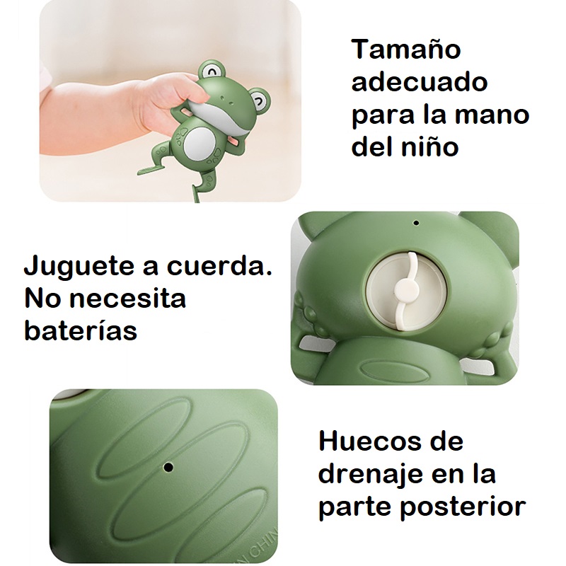 Juguete de baño para niños. Rana nadadora a cuerda