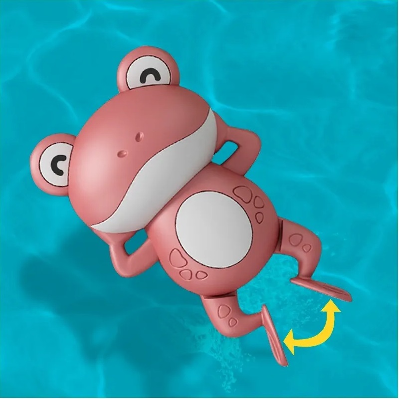 Juguete de baño para niños. Rana nadadora a cuerda