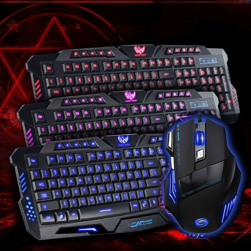 Kit Teclado y Mouse Gamer con luz led