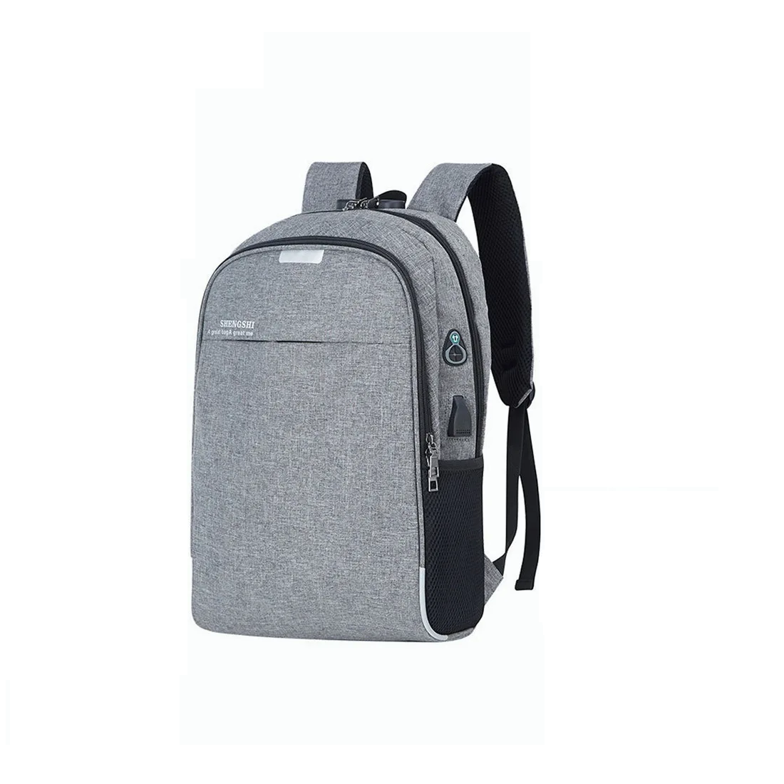 Mochila Porta Laptop con Puerto USB Unisex Gris