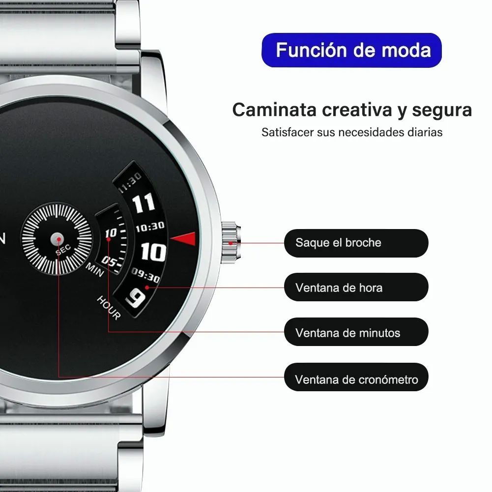 Reloj De Hombre Impermeable  Plata con Negro