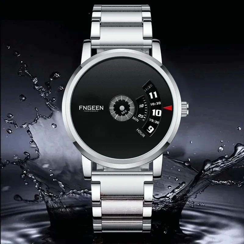 Reloj De Hombre Impermeable  Plata con Negro
