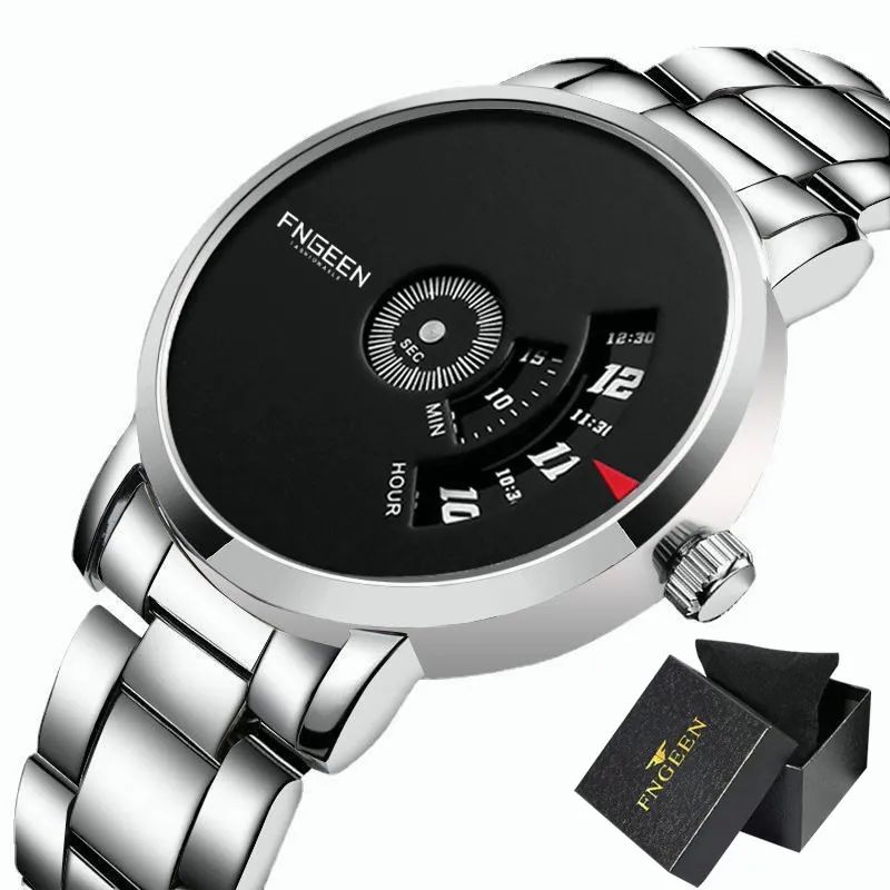 Reloj De Hombre Impermeable  Plata con Negro