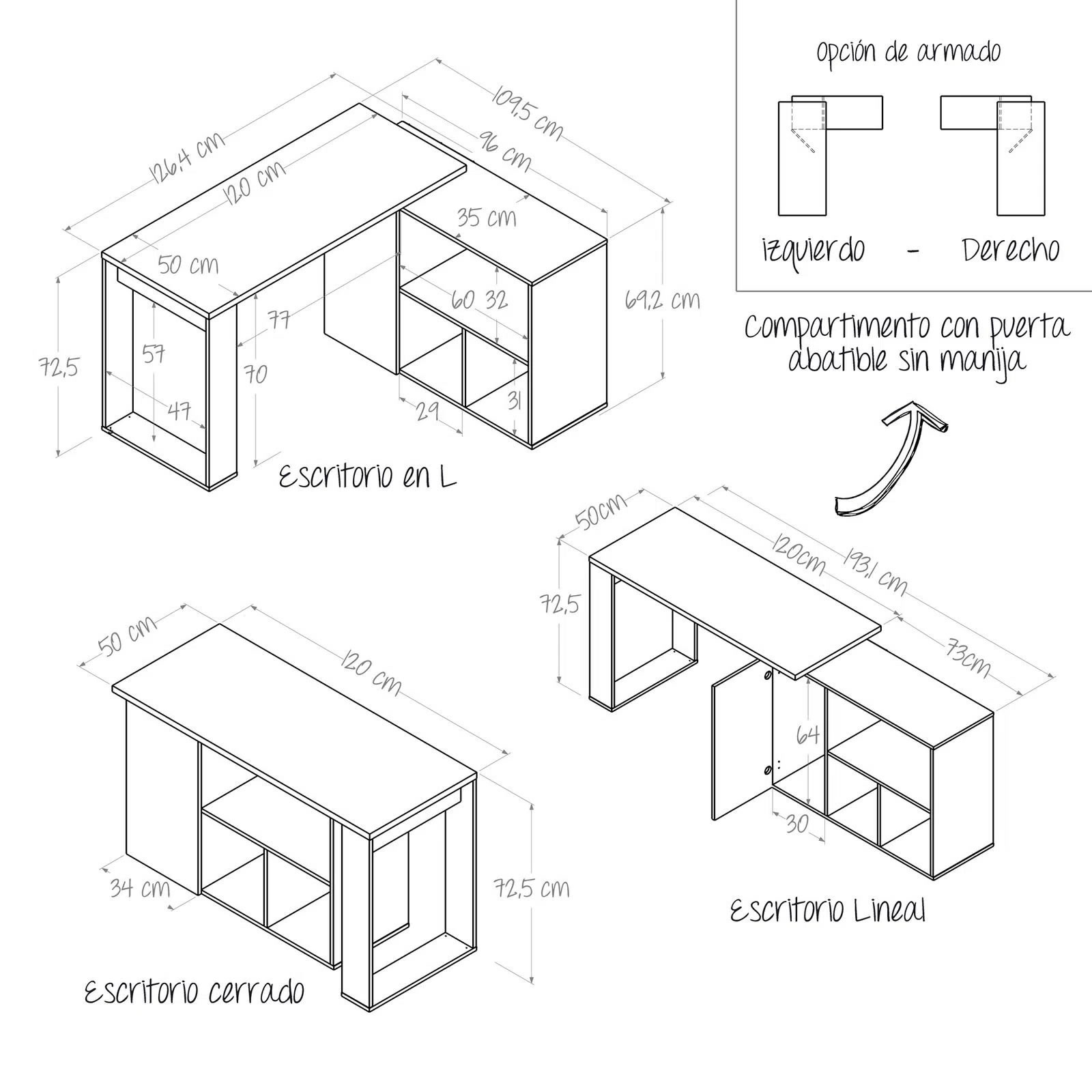 Escritorio Maderkit Cuadratta P00649EL-RO Estilo Ejecutivo SMAC