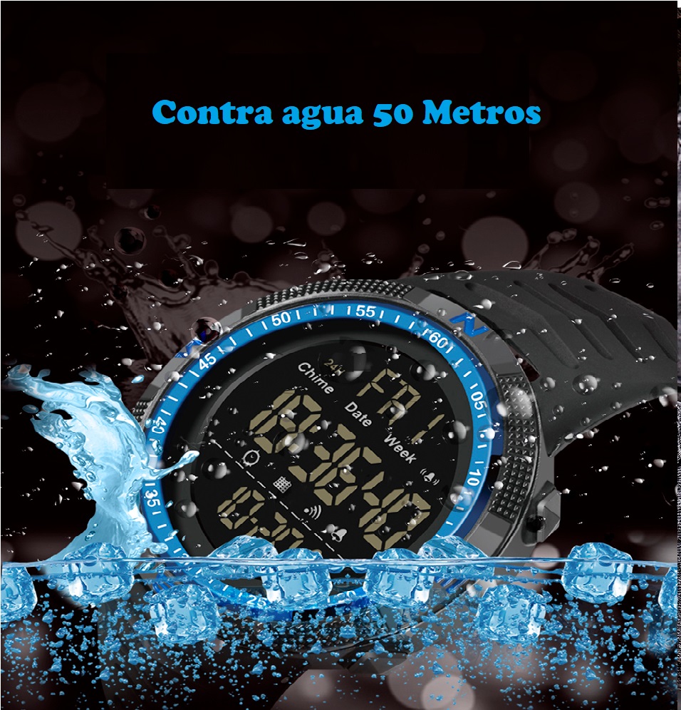 Reloj deportivo militar rojo pulsera digital prueba golpes cuenta atrás resistente agua táctico