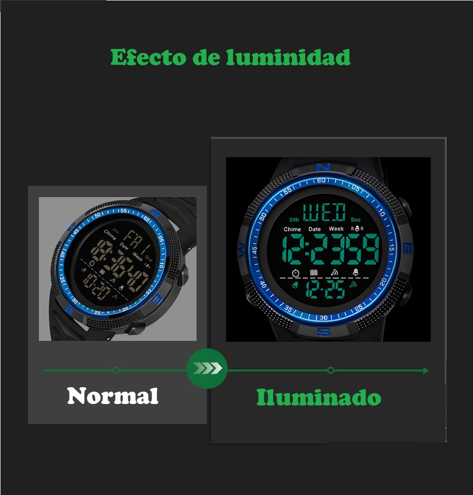 Reloj deportivo militar rojo pulsera digital prueba golpes cuenta atrás resistente agua táctico