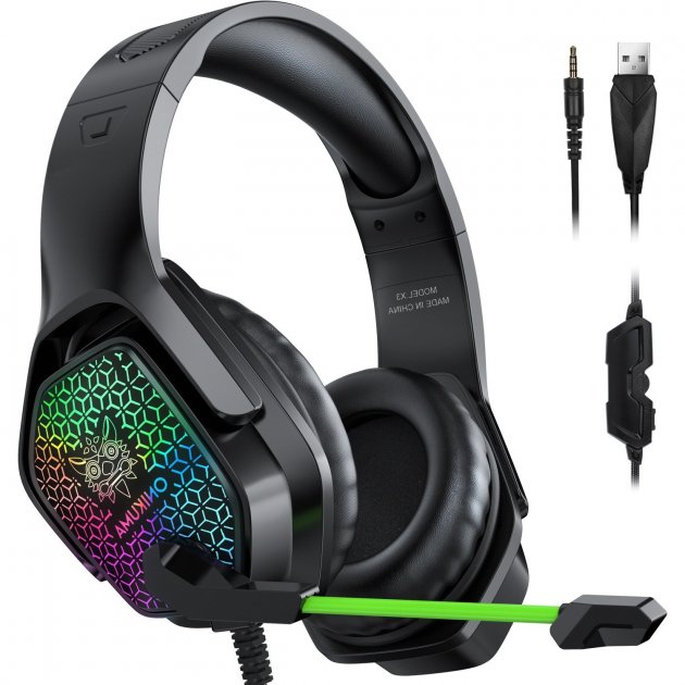 Audifonos gamer con microfono y luz led Onikuma X3 negro
