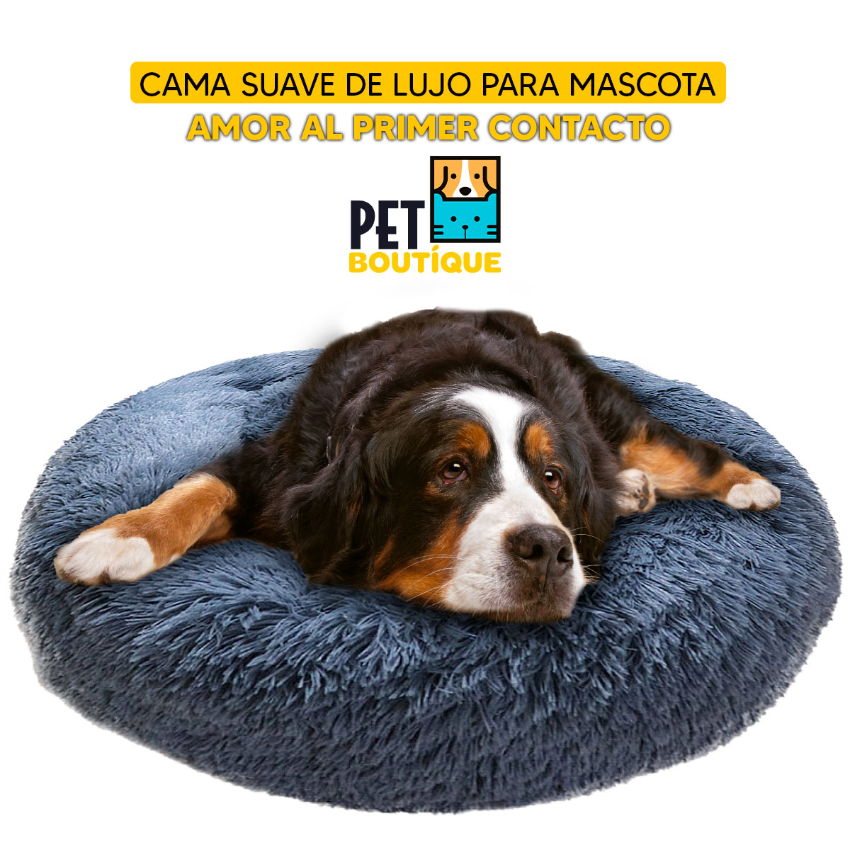 Cama mascotas para perro o gato antideslizante Pet Boutique Mediana Gris Tv Ofertas única con cierre, para un fácil retiro de funda y lavado, adaptable a todo tipo de clima + Cepillo Incluido 