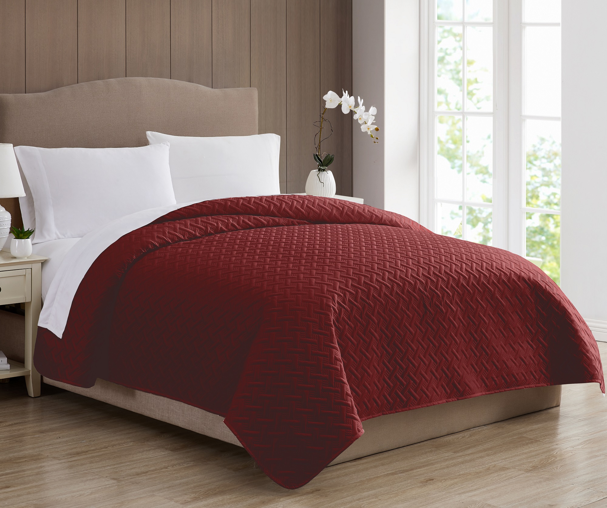 Colcha Ligera Suave King Color Rojo Vino - Allure