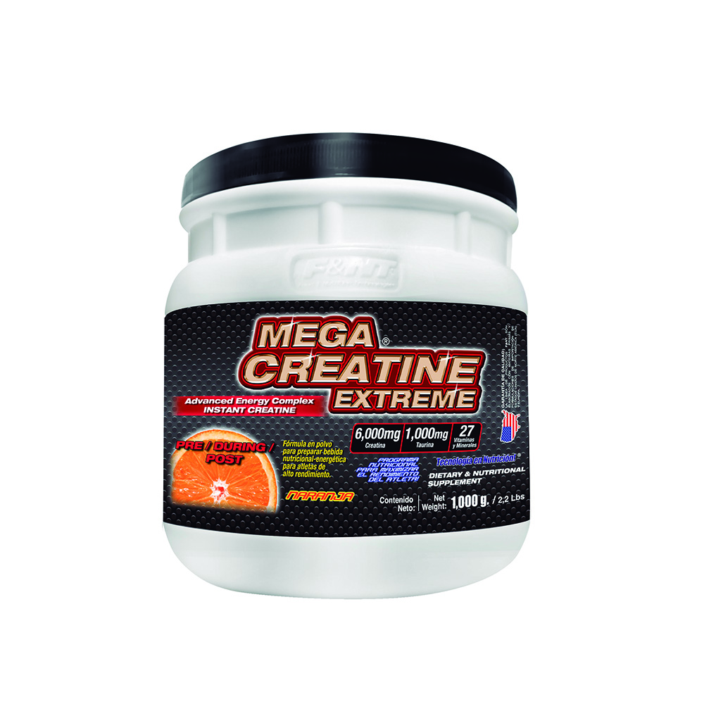 Mega Creatine 1,000 Gr: Creatina Sabor Naranja Fnt 1kg