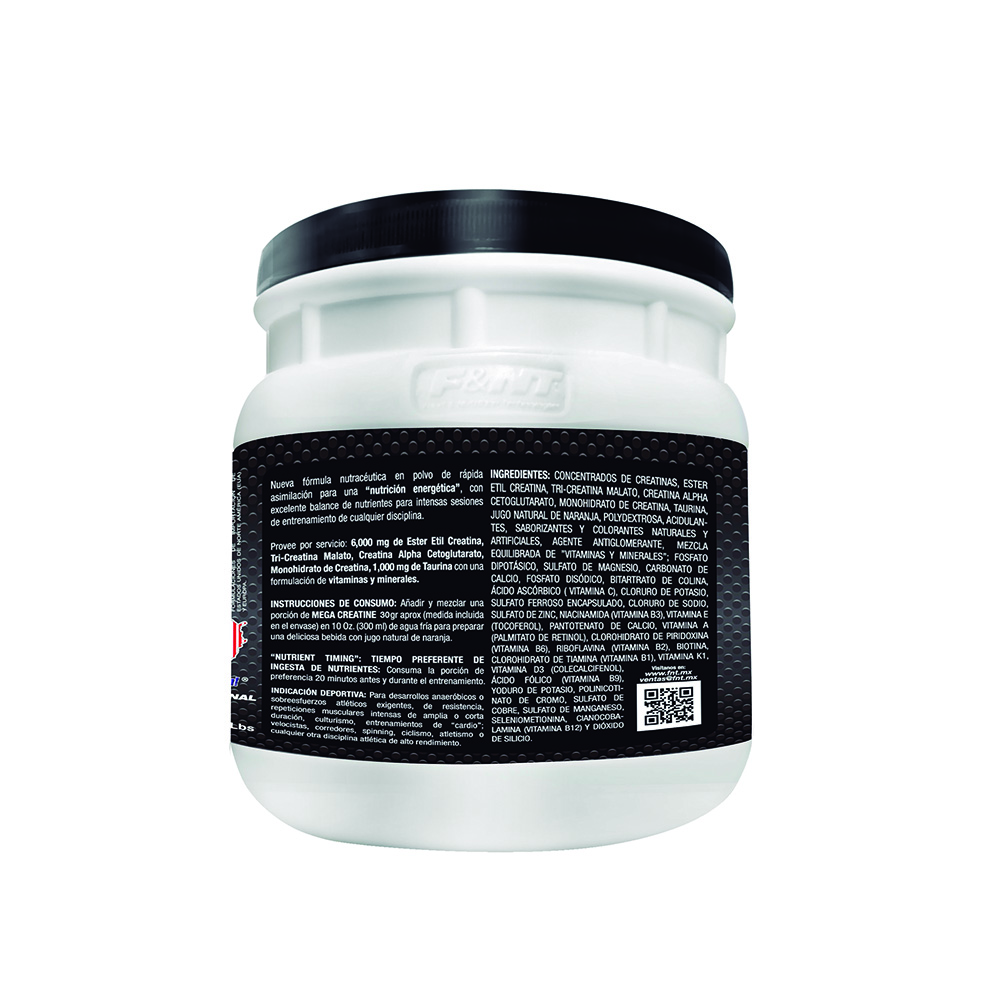 Mega Creatine 1,000 Gr: Creatina Sabor Naranja Fnt 1kg