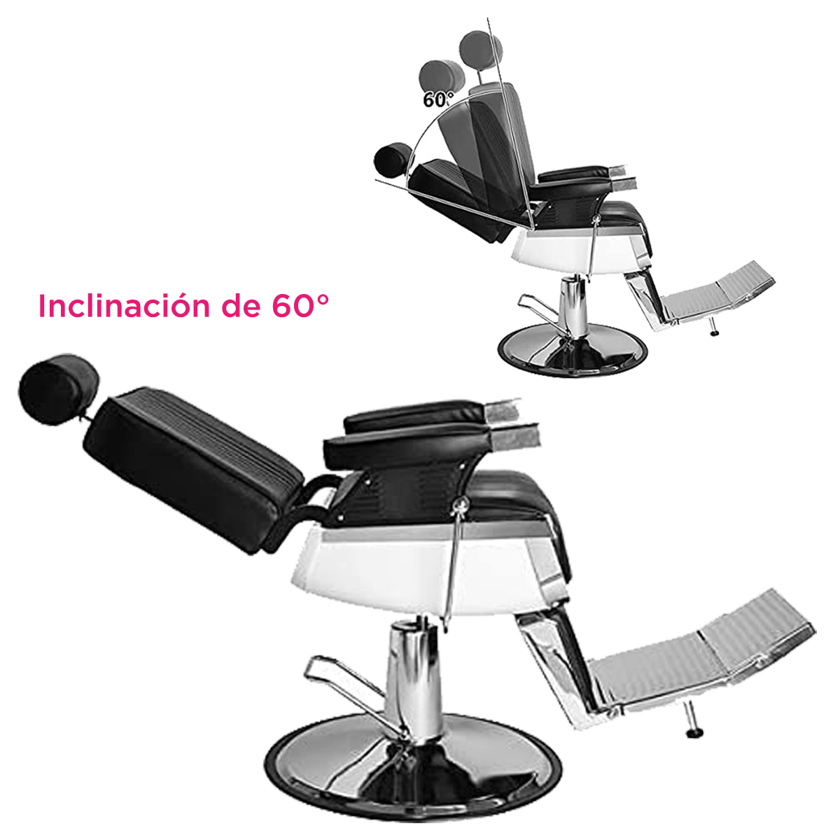 Sillón Peluquero Silla Barbería Clasico Premium Milan Negro