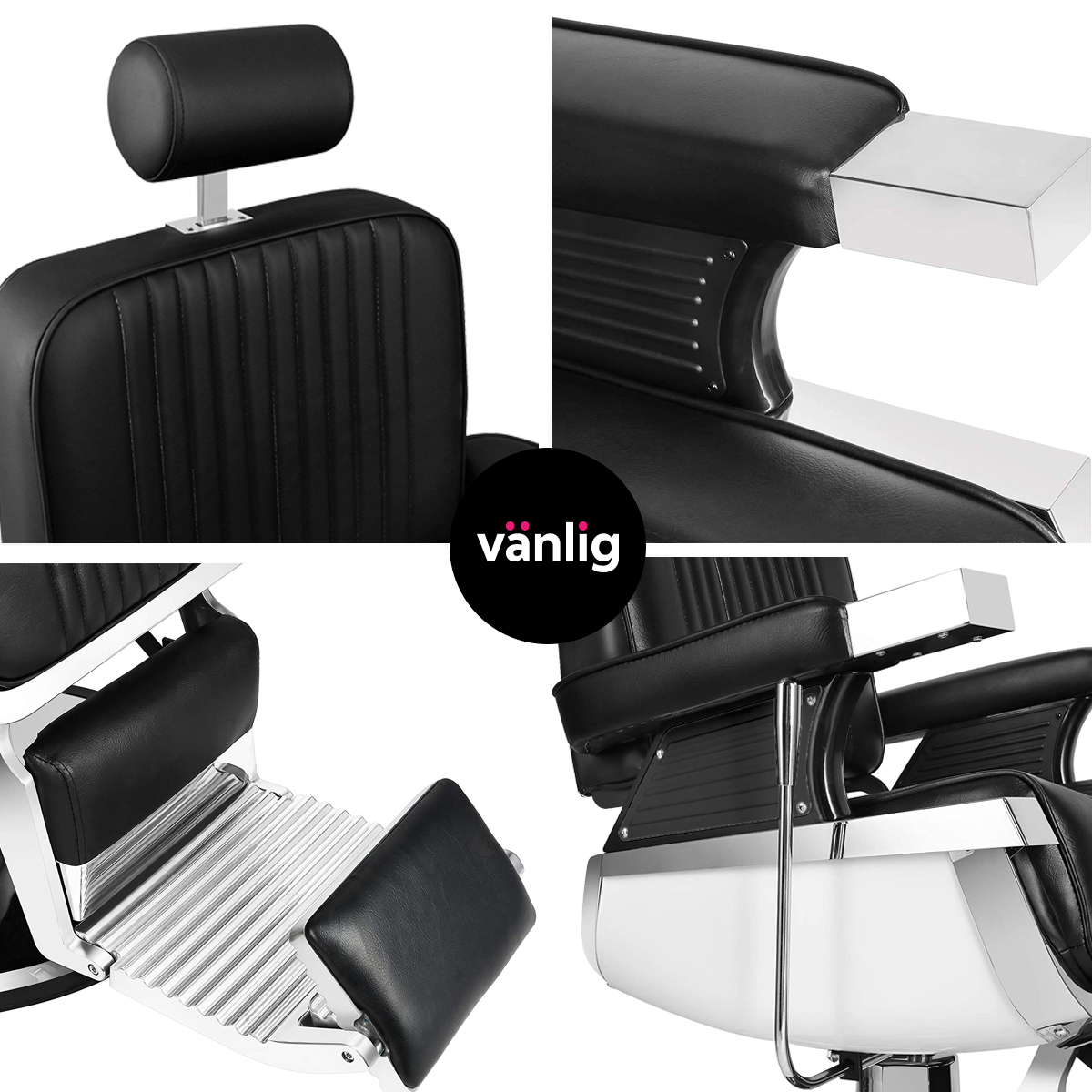 Sillón Peluquero Silla Barbería Clasico Premium Milan Negro