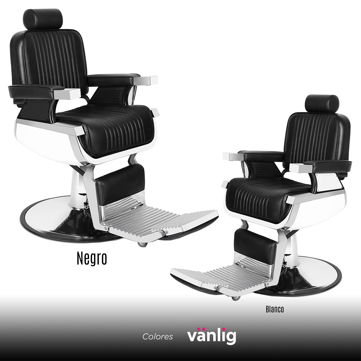 Sillón Peluquero Silla Barbería Clasico Premium Milan Negro