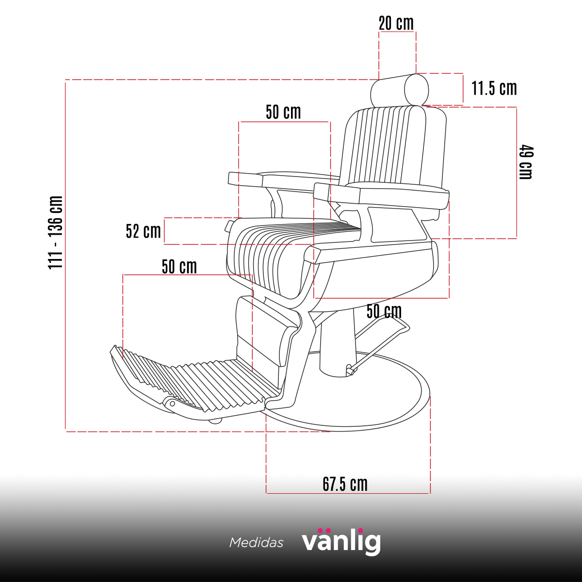 Sillón Peluquero Silla Barbería Clasico Premium Milan Negro