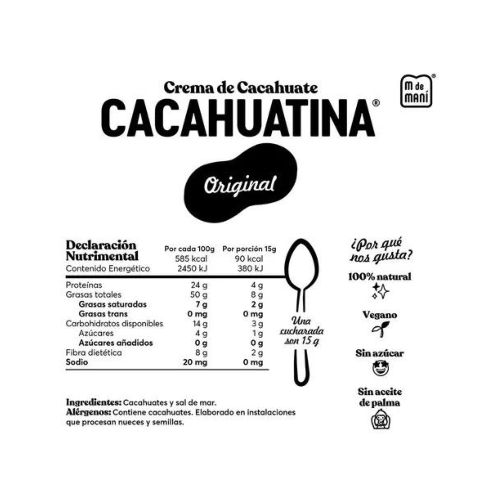 Cacahuatina Crema De Cacahuate 320g M De Maní Original
