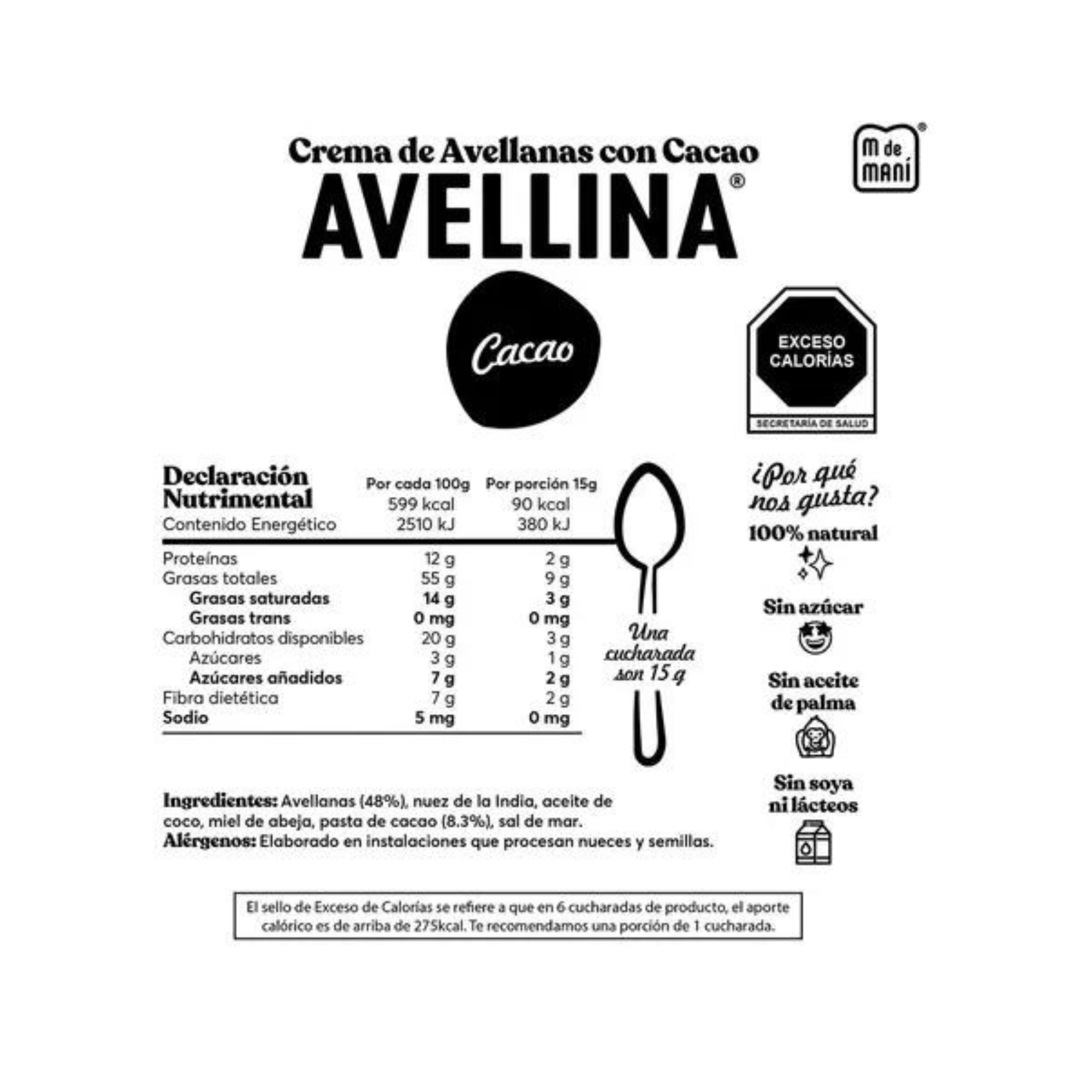 Avellina Crema De Avellanas Con Cacao 320g M De Maní